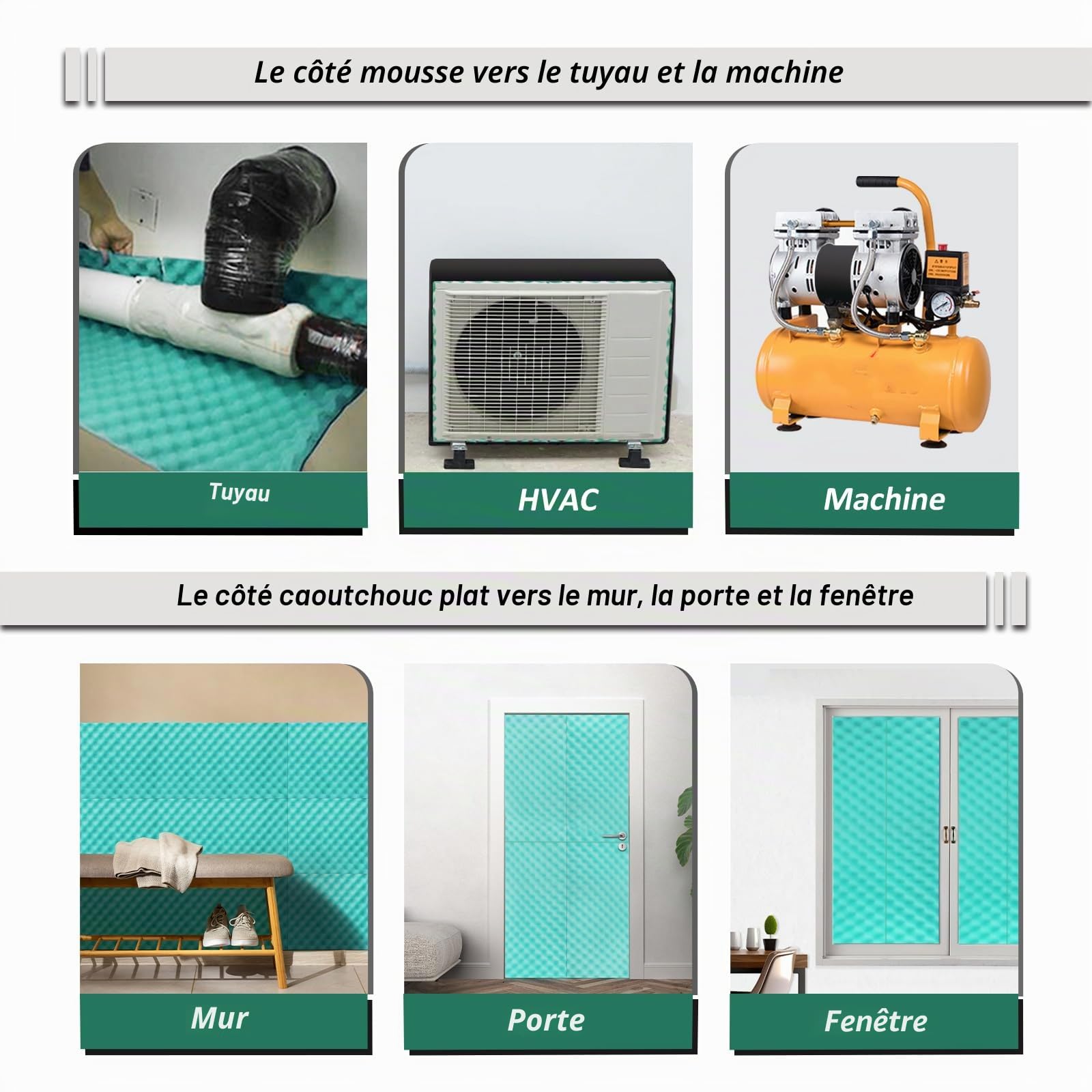 BXI Panneaux acoustiques en mousse à double isolation acoustique, 100 X 34 X 2,5 cm Panneaux en mousse acoustique à nid d'abeille pour insonorisation, Panneaux d'atténuation sonore pour CVC, tuyaux
