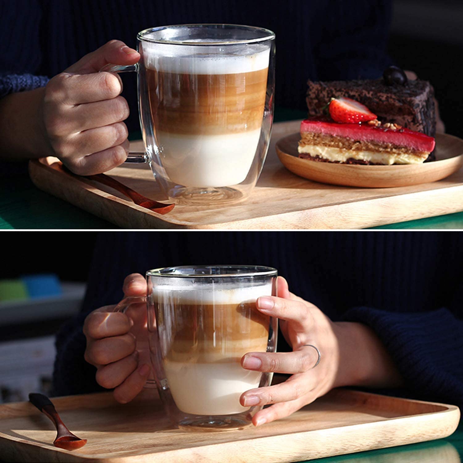 Ramkuwar Large Double Walled Glass Coffee Mug Set Clear Glass Mugs for Hot & Iced Coffee, Tea, Latte Cup – Pack of 1 (500ml) 3