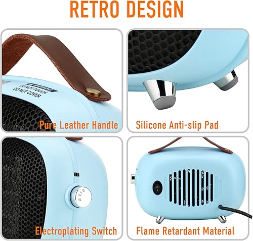 Miniatura 5 de Calentador de espacio eléctrico pequeño de 800 W400 W, calentador de cerámica PTC pequeño con protección contra sobrecalentamiento y vuelco, 3 modos