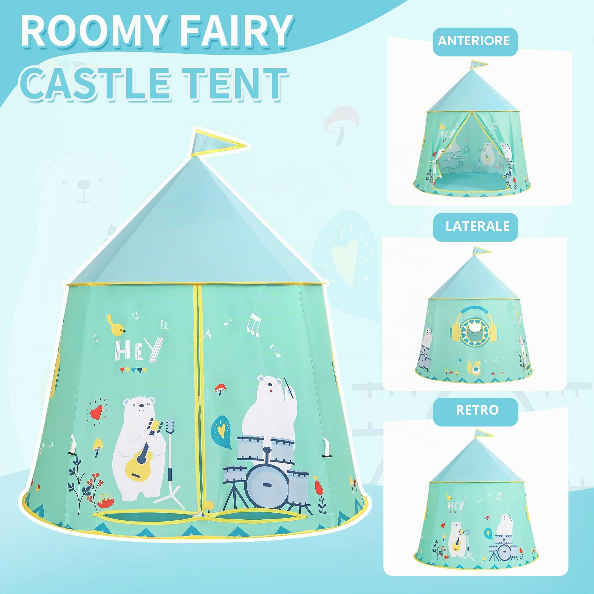 Tenda da gioco tenda per bambini per interni ed esterni, tenda da gioco per bambini, tenda castello principessa principe, tenda pop-up portatile indiana, tenda Tipi, cameretta dei bambini casetta