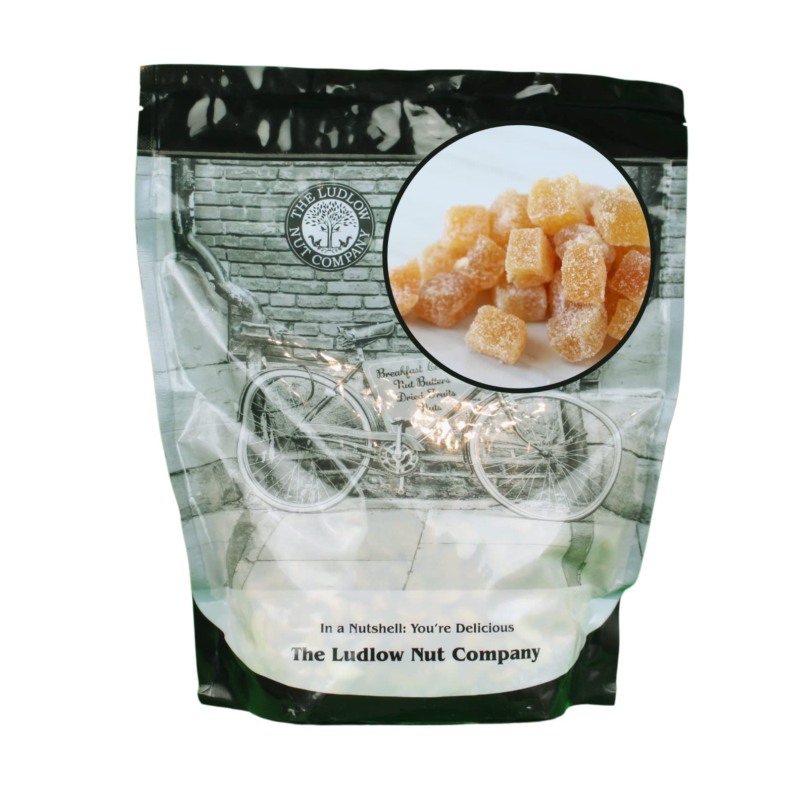 Ludlow Nut Candied Ginger (Crystallized Ginger) 1kg - Warming Chunks of Ginger - Ideal for Ginger Lovers - Suitable for Vegetarians. Fat Free