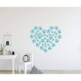 49 Pieces/Set Dog Paws Wall Decals Vinyl Pawprints Sticker Animal Footprint Wall Art Decoration for Kids Boy Girl Baby Nursery Bedroom Living Room Animal Tracks Decor YMX21 (Teal)