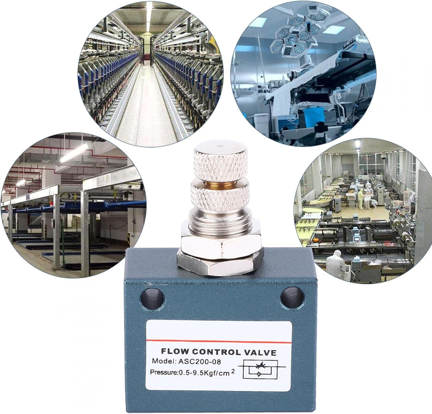 G1/4 Air Flow Control Valve, Top Adjustable Exhaust Muffler Pneumatic Straight Speed Controller Manual Lever Valves Brass One Way Throttle Plunger Type Quick Connect Union for Aluminum Alloy