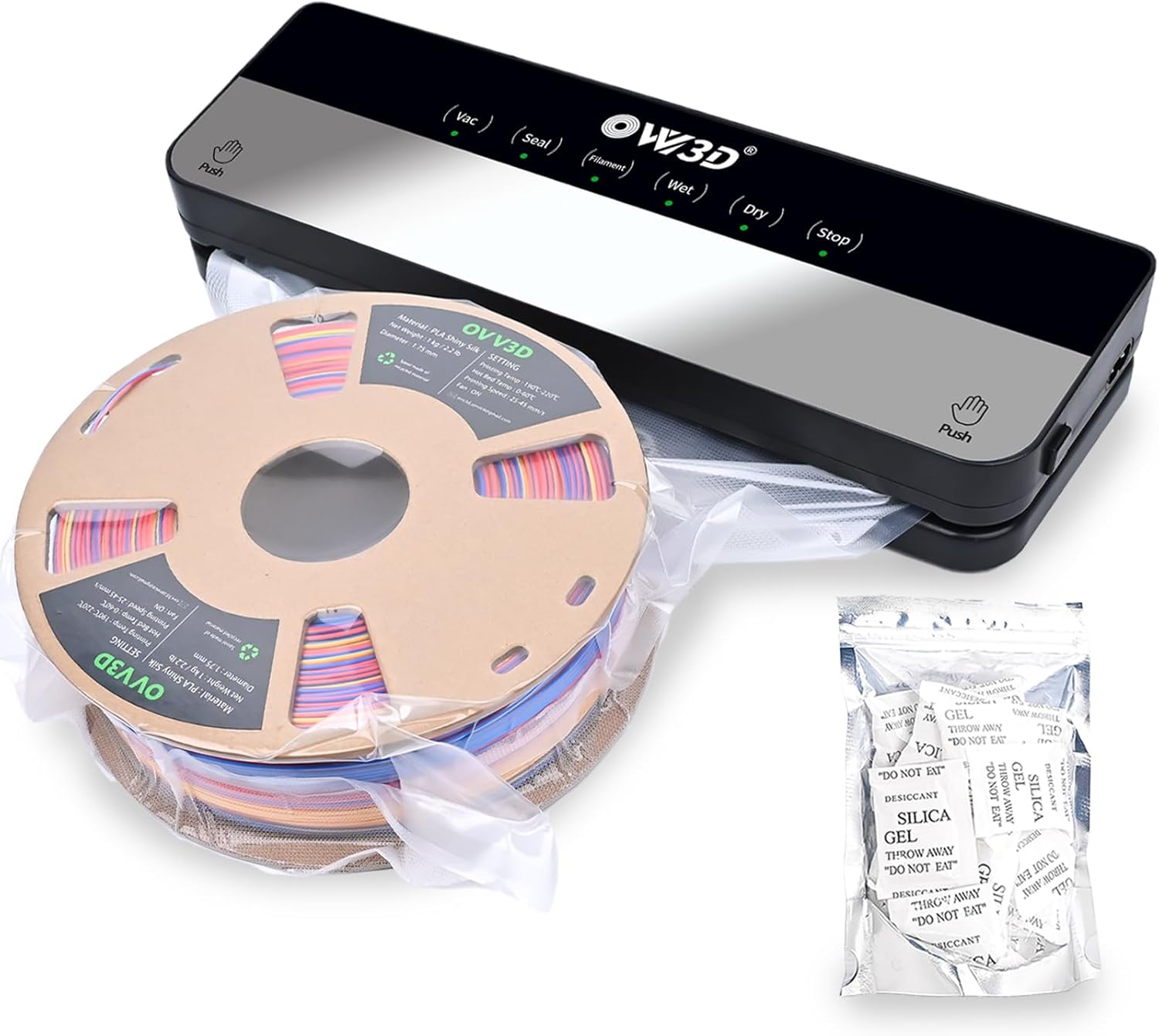 3D Filament Vacuum Sealer for Filament Storage Bags, Auto Completely Sealed, No air Leakage, 3D Printer Filament Storage Bags 30Pcs Vacuum Sealed Kit with 30 Desiccants