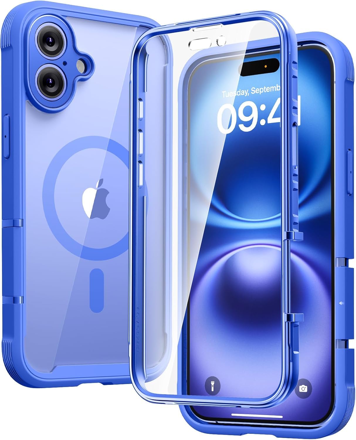 Diaclara Magnetic Designed for iPhone 16 Case 6.1'' [Full Camera Protection] Full Body Bumper with Privacy Screen Protector, [Compatible with MagSafe] Military Drop Proof Phone Case, Blue