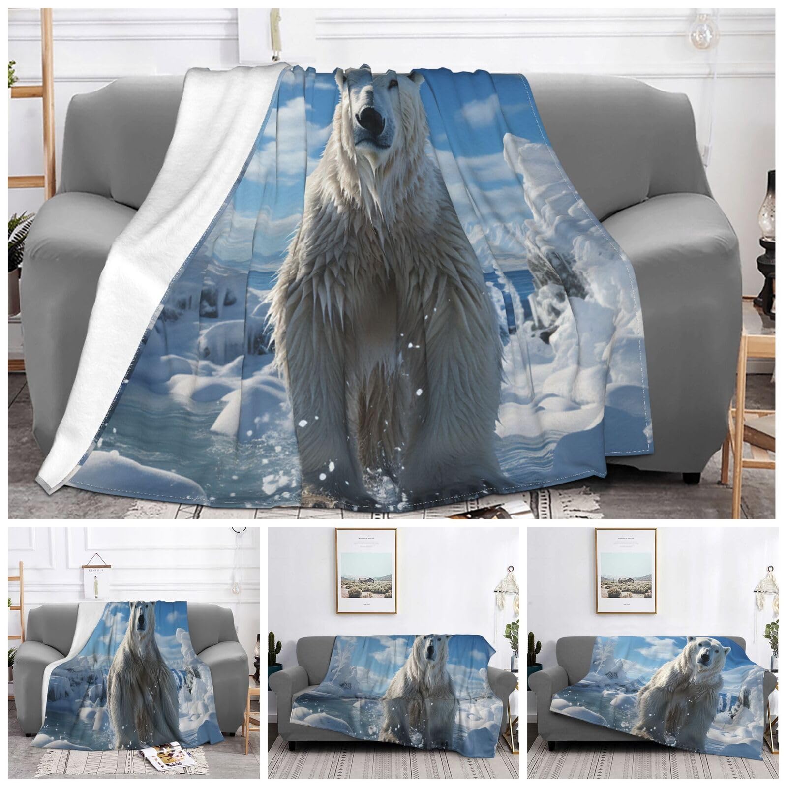 Couverture ours polaire douce et légère pour vos soirées cocooning sur le canapé