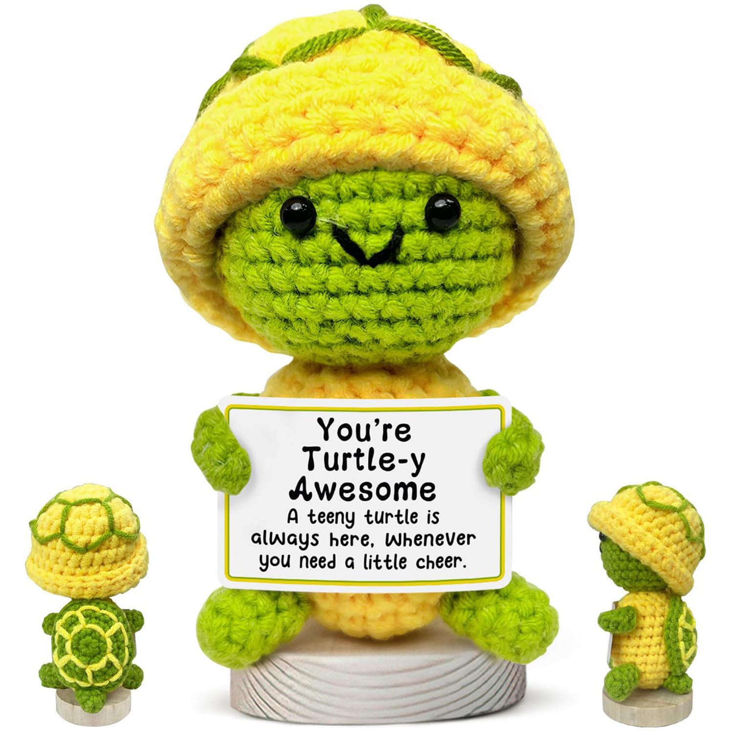 Tartaruga Positivo Peluche Portachiavi Regalo Motivazionale con Carta Portafortuna