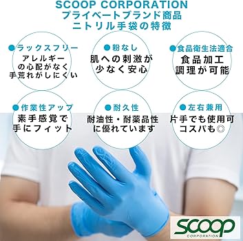 Amazon.co.jp: [SCOOP CORPORATION] ニトリルグローブ Mサイズ 厚手 (1