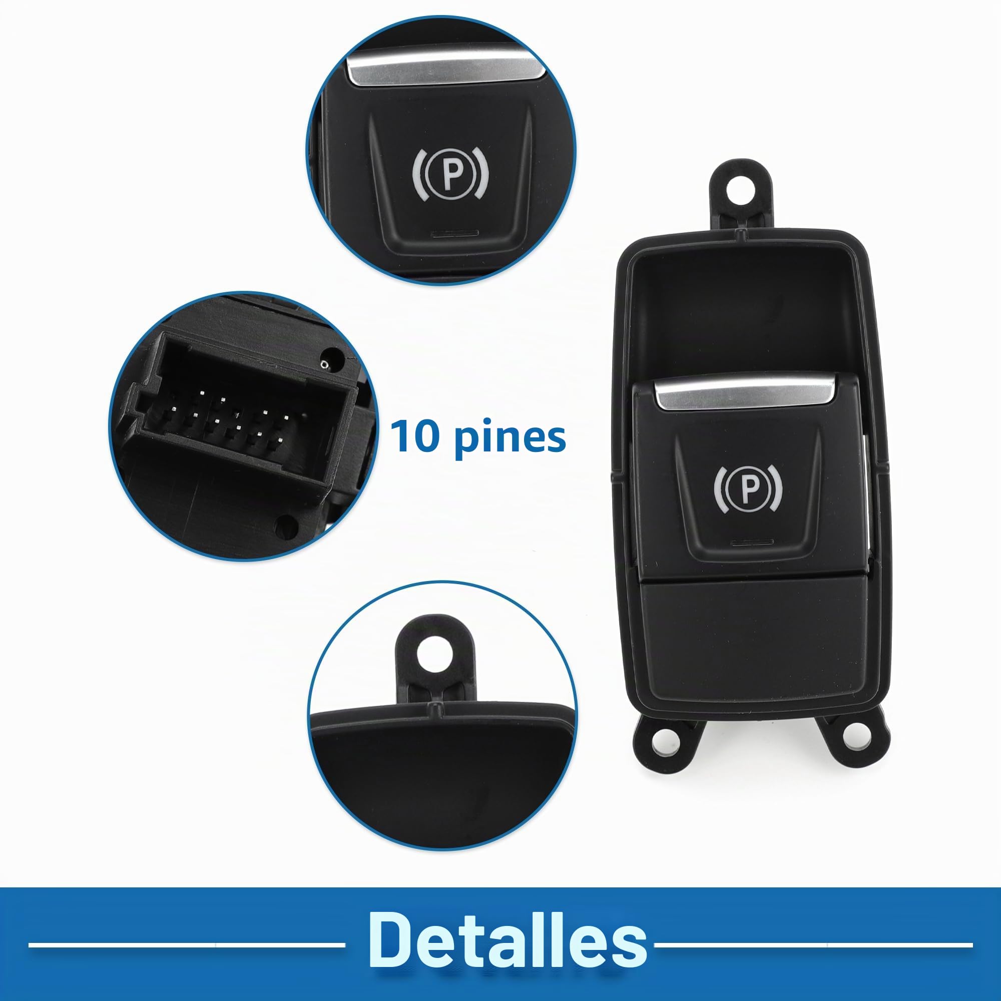 A ABSOPRO Interruptor De Freno De Estacionamiento Para Bmw X1 16-19 1 Pc | Negro, Plástico Y Metal, 10 Pines, Para Bmw X2 2018-2020, Oe 61319877887