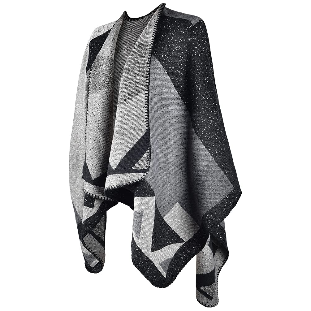 OOPOR Poncho Tejer Invierno de Mujer - Chal Lana Tela Escocesa Grande Bata Cardigan Acogedor Fular Crochet Capa Suave para Ropa Boda Jersey Mantón Casa Navidad Festival Disfraz ​Otoño Regalo 9 Color