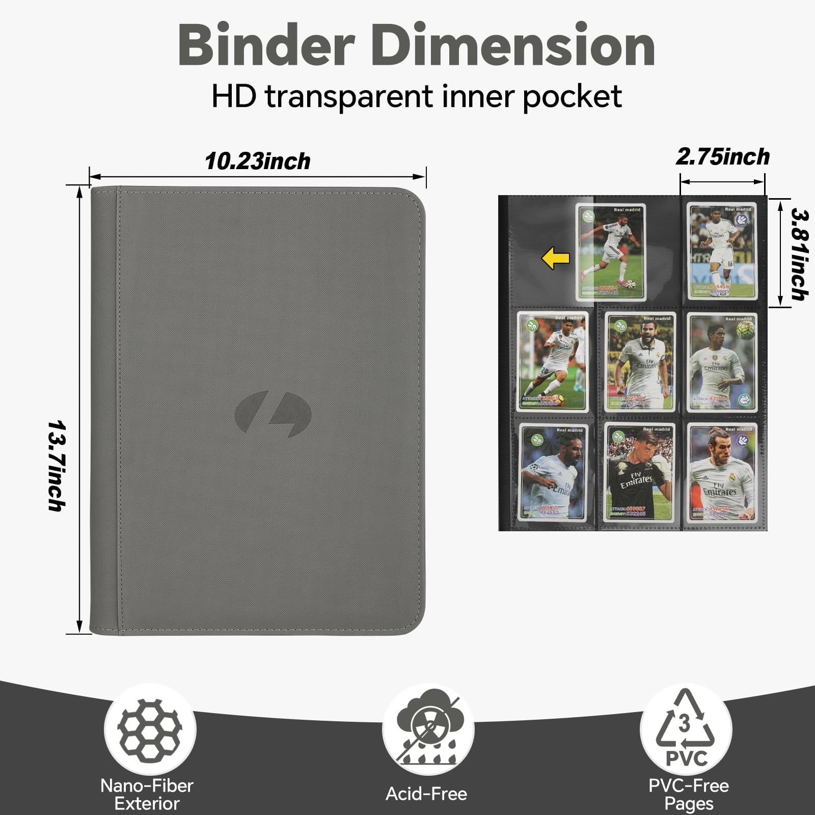 Carpeta de tarjetas de intercambio, carpeta de colección de tarjetas de poliuretano de doble cara de 9 bolsillos de doble cara con 540 bolsillos, álbumes de tarjetas coleccionables coleccionables para