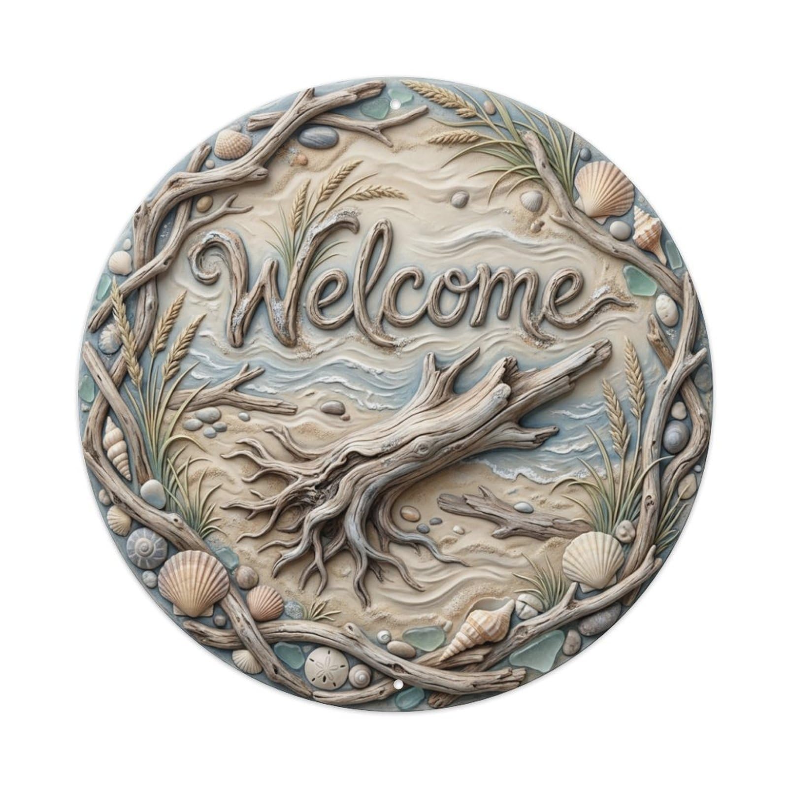 Tgrcjimh Style Metal Tin Sign Driftwood Beach Welcome Natural Coast