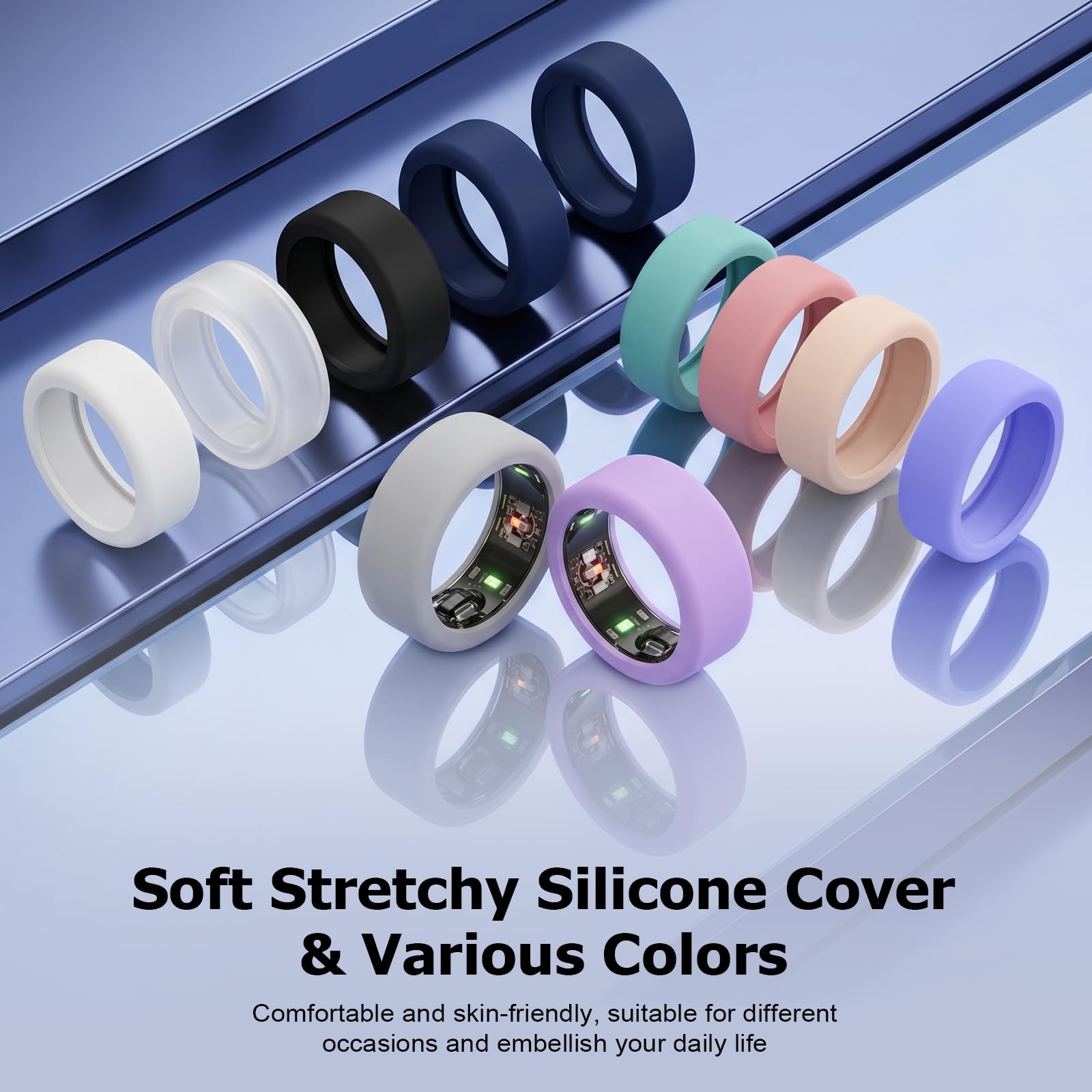 TiMOVO 10Pack Ring Cover Compatible with Ring Gen 4/Gen 3, Anti-scratch elastic silicone case for women men, Size S Colorfu