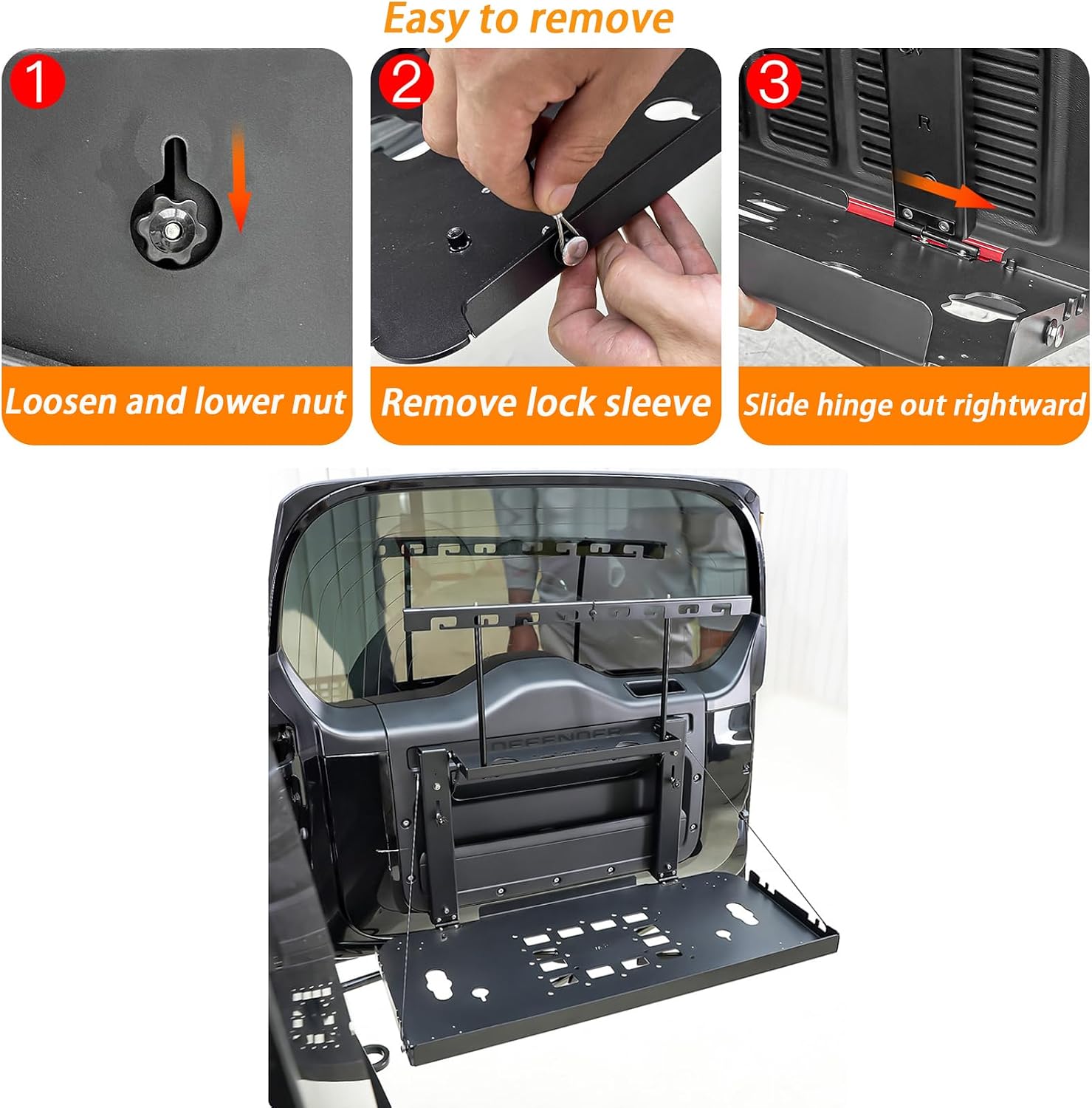 ITrims Car Accessories for Land Rover Defender 110 2020-2025 Tailgate Table Molle Panel Foldable Cargo Shelf Hook Rack Rear Cargo Trunk Organizer Hanger Camping Gear Storage Carrier (Storage Box)