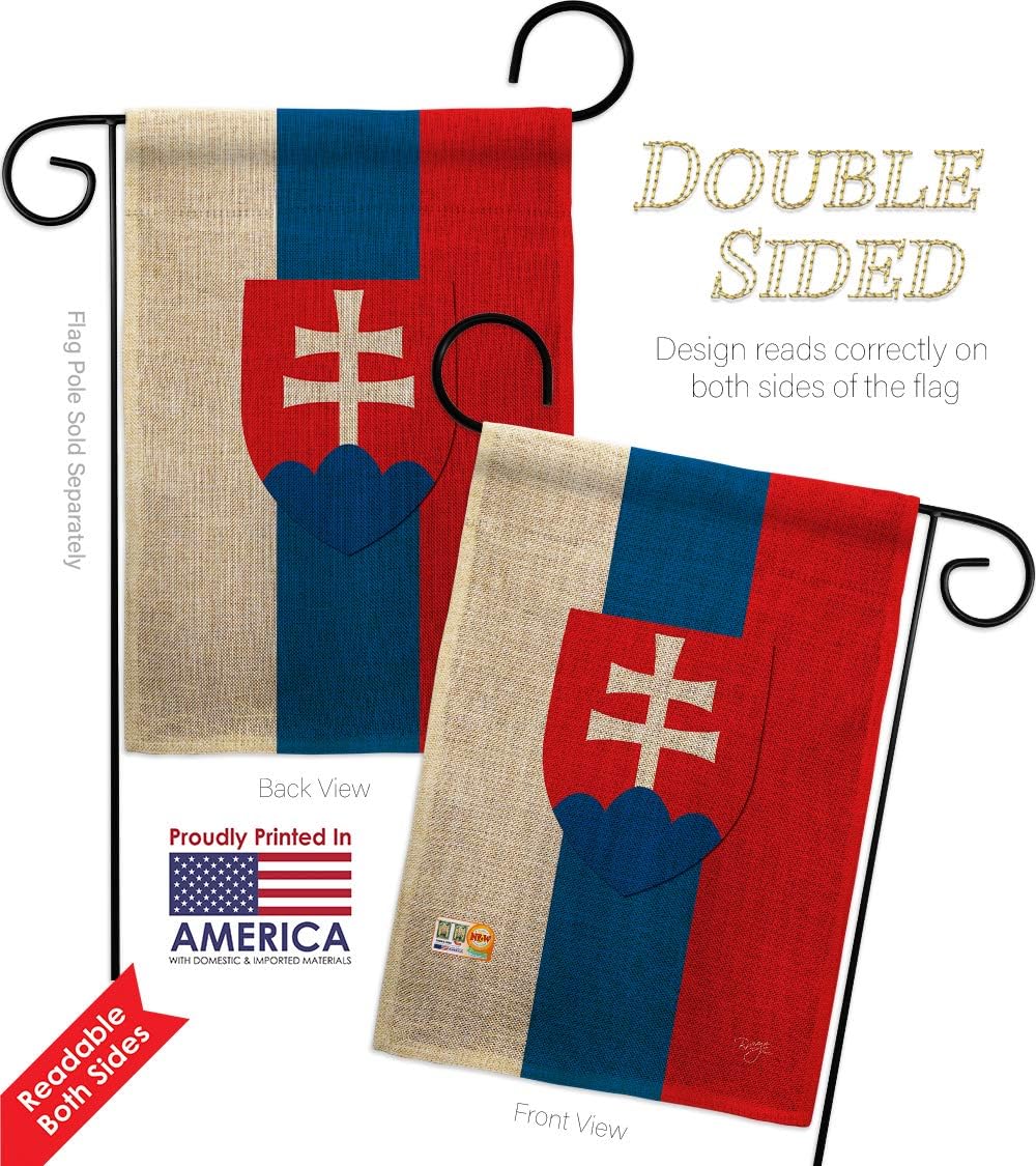 Slovakia Burlap Garden Flag Regional Nationality Nation International World Country Particular Area Small Decorative Gift Yard House Banner Double-Sided Made In USA 13 X 18.5