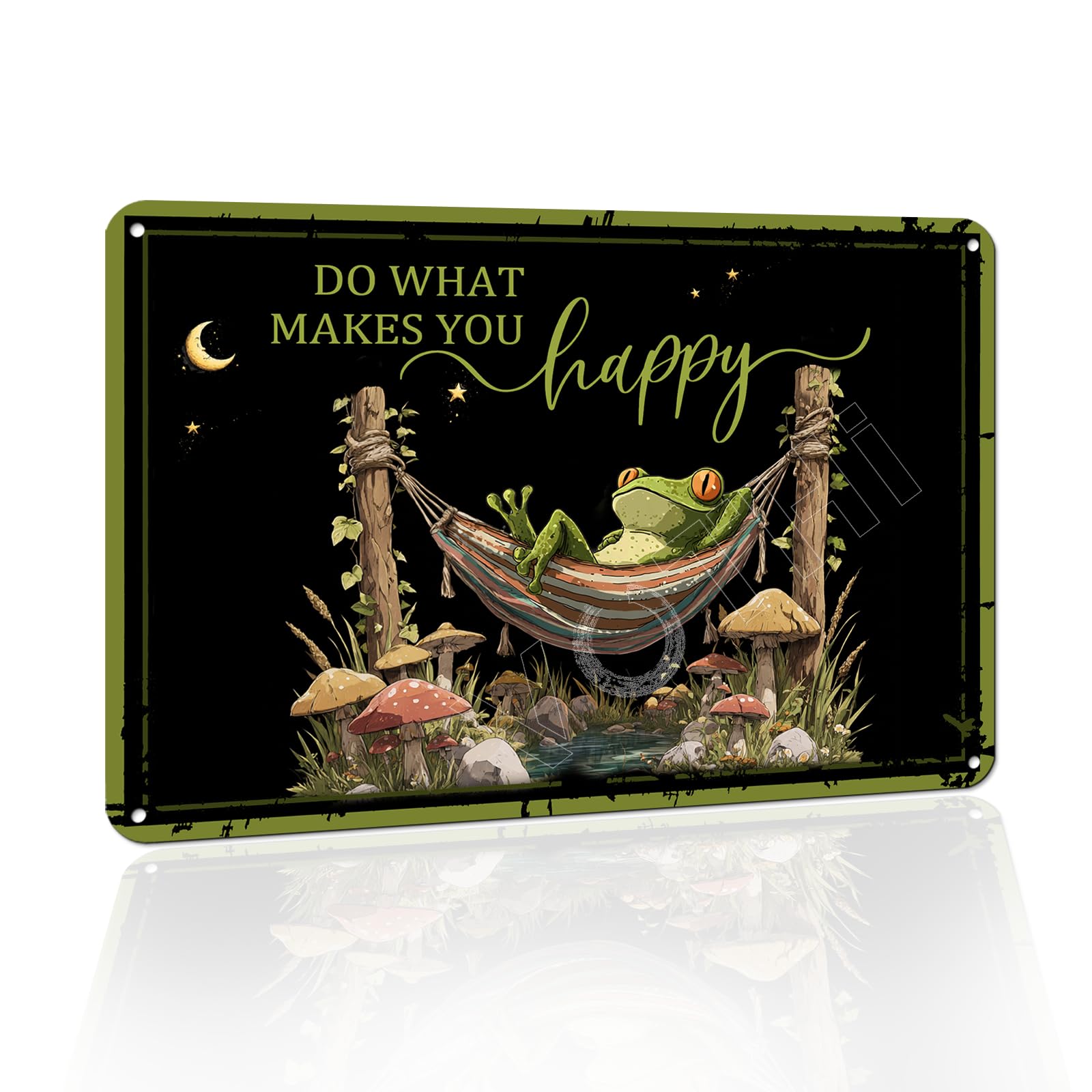 VOTHI Funny Frog Tin Sign, Aluminum,Do the makes you happy, 8x12 Inches