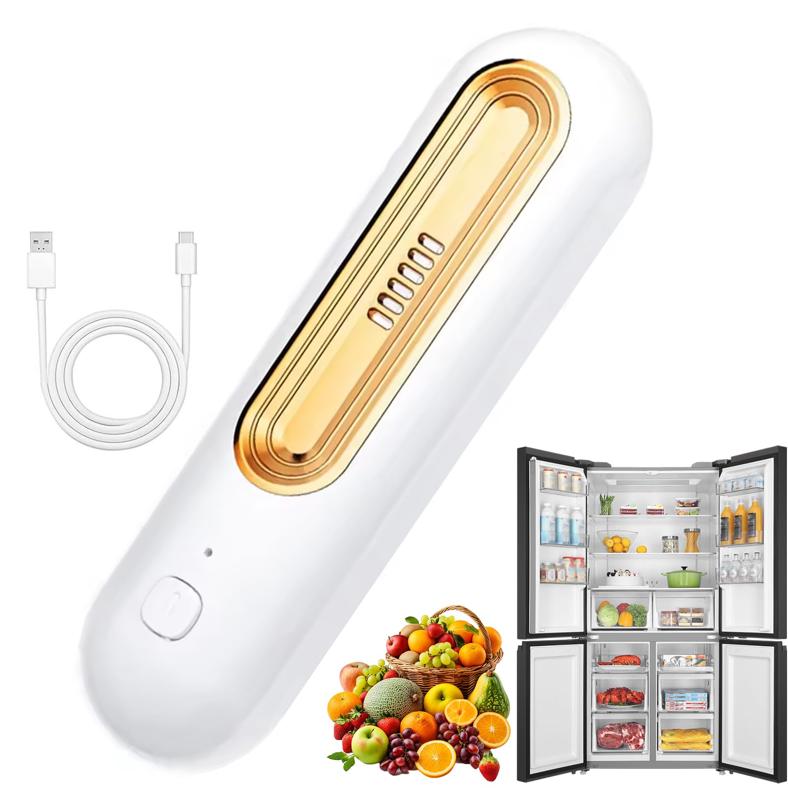 Ozoori Fridge Deodorizer Odor Eliminator, Long-lasting Refrigerator Deodorizer Odor Eliminator, Rechargeable Fridge Fresh Refrigerator for Fridge & Freezer (Gold)