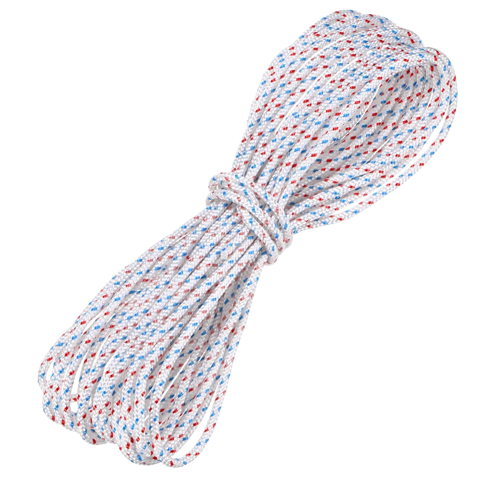 M METERXITY Recoil Starter Rope Pull Cord 5mm 10m Pull Starter Rope Nylon Pull Cord Pull Starter Rope for Mower/Chain Saw/Trimmer/Brush Cutter [White Red Blue]