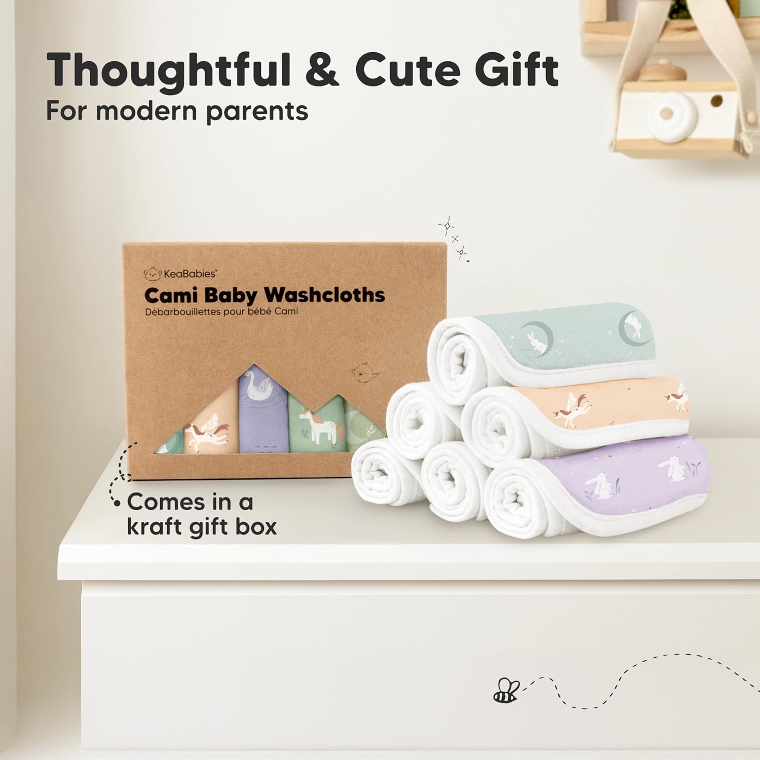 6-Pack Cotton Baby Washcloths for Newborn - Organic Cotton Muslin Soft Wash Cloths for Babies, Infant, Kids, Toddler Towels for Boy, Girl, Super Absorbent Face Cloths, Scratch-free Baby Rags (Lunaris) - Image 8