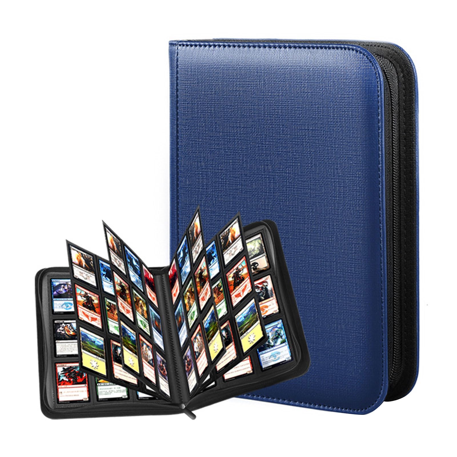 Hsioluted Blue Spacious 9 Slot Album Holds 360 Cards For Sports Collectibles In Premium Pu Leather Collectible Card Display