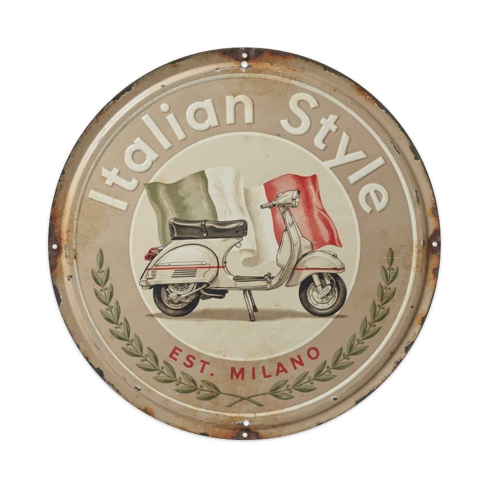 Italian Style. Metal Tin Sign Plaque