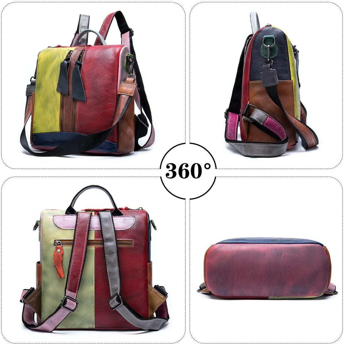 Modischer Rucksack Damen Leder, Tagesrucksack mehrfarbig mit großer Kapazität 2022, Stil 1, L