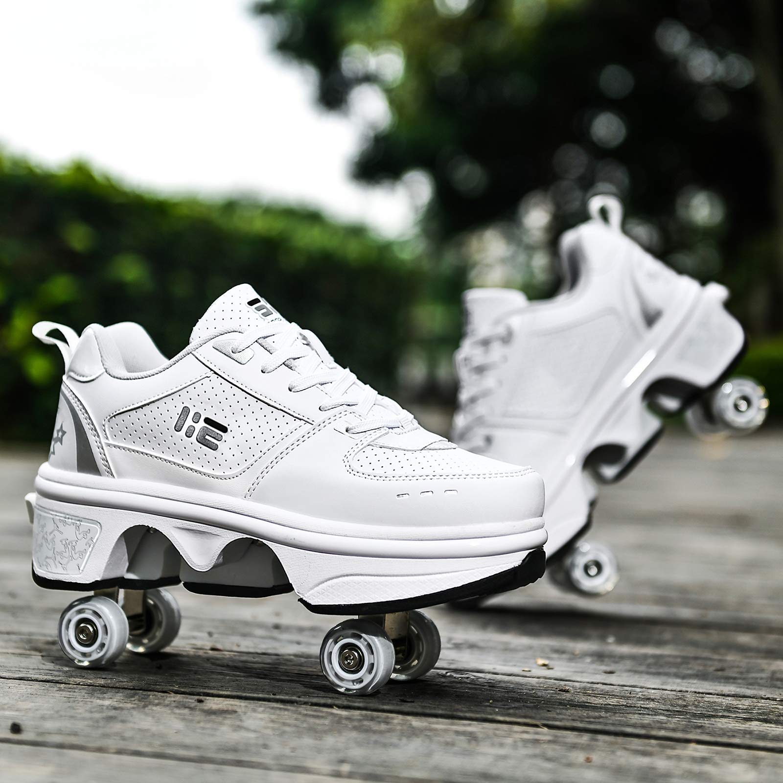 Pattini A Rotelle Scarpe,Scarpe Multiuso 2 in 1,Pattini Linea,con Deformazione Pattini A Rotelle Pattinaggio Calzature Sportive da Esterno per Adulti Unisex,EUR33