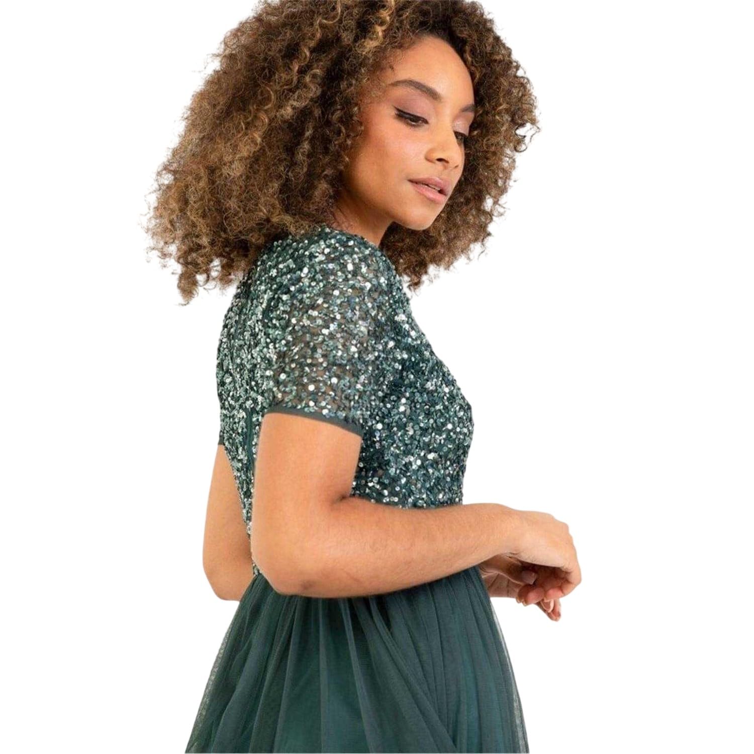 Maya Deluxe Damen Midi-Kleid mit V-Ausschnitt – Bild 3