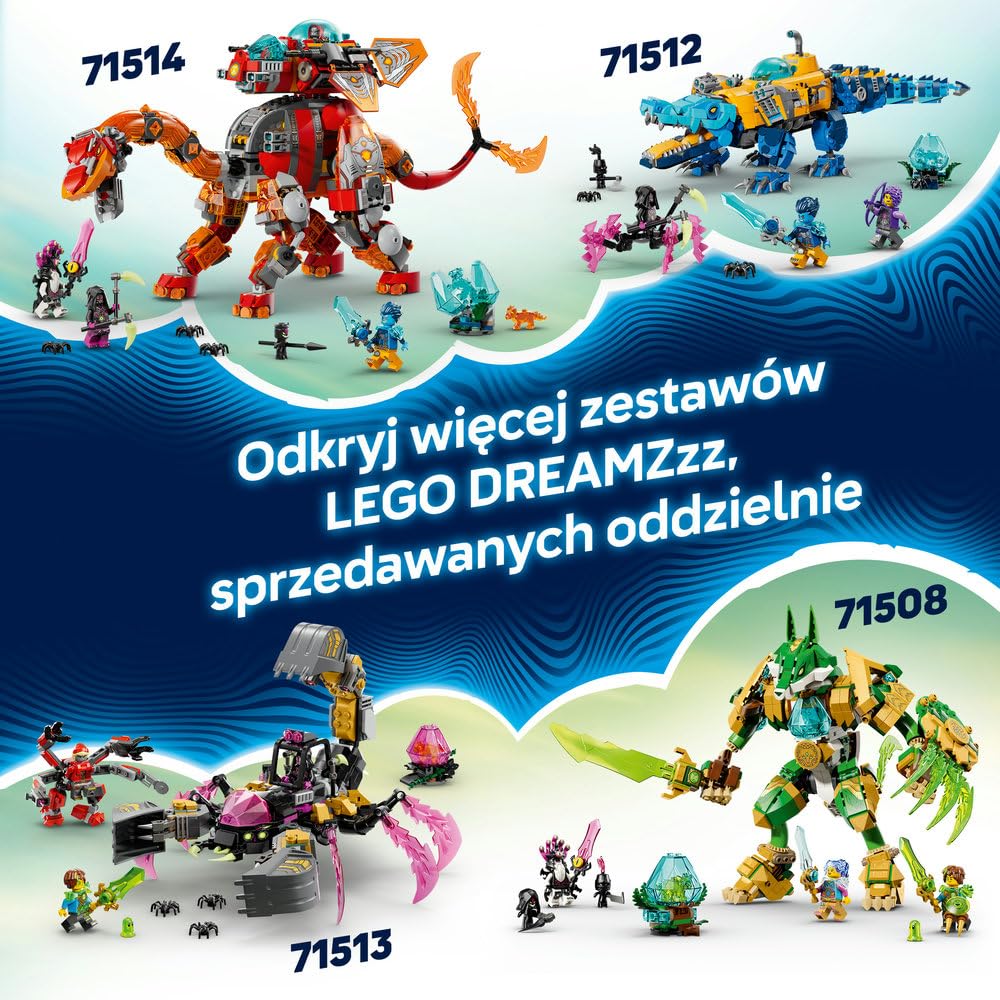 LEGO DREAMZzz Rekinoczołg tygrysi 71515 | rekinoczołg, zabawka akcji, prezent dla chłopca i dziewczynki 9+, przygoda fantasy, 1548 elementów