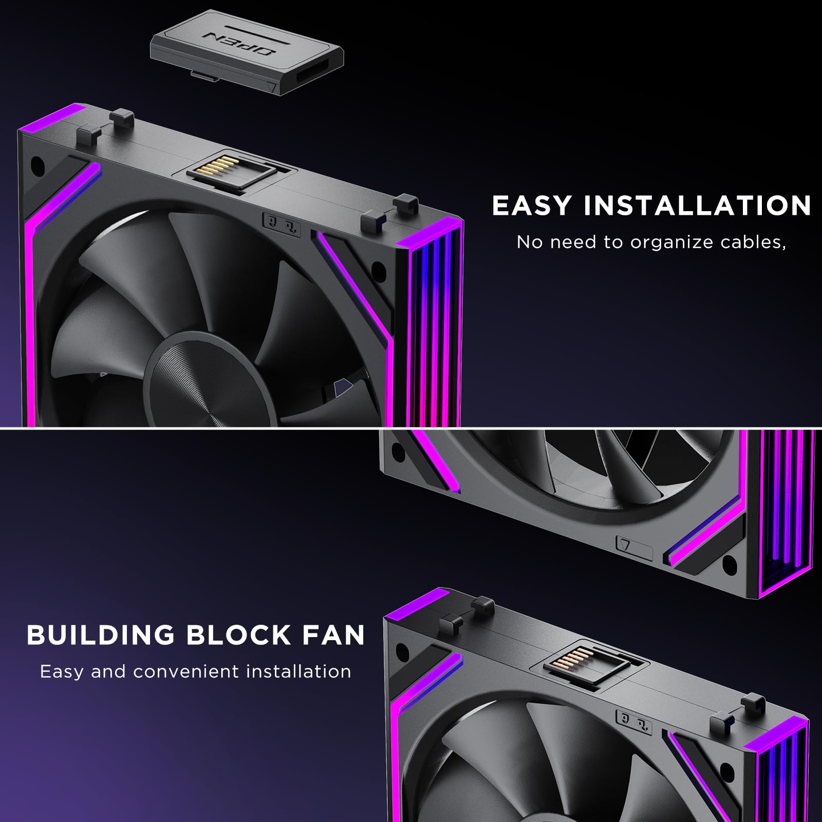 TZMRIT Interstellar-V2RS ARGB PWM PC Fan,Daisy Chain Design,One Cable Connection,RGB PC Fan 120 mm,Triple Pack (BK Reverse Flow)