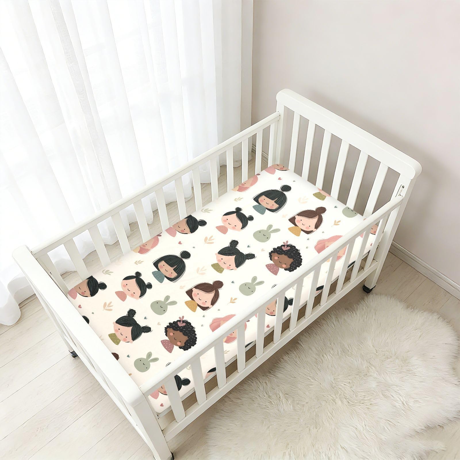 Sábanas para cuna de bebé, niños y niñas, de algodón, cómoda y transpirable, diseño de piruleta de cocodrilo, color blanco y verde, 1 unidad