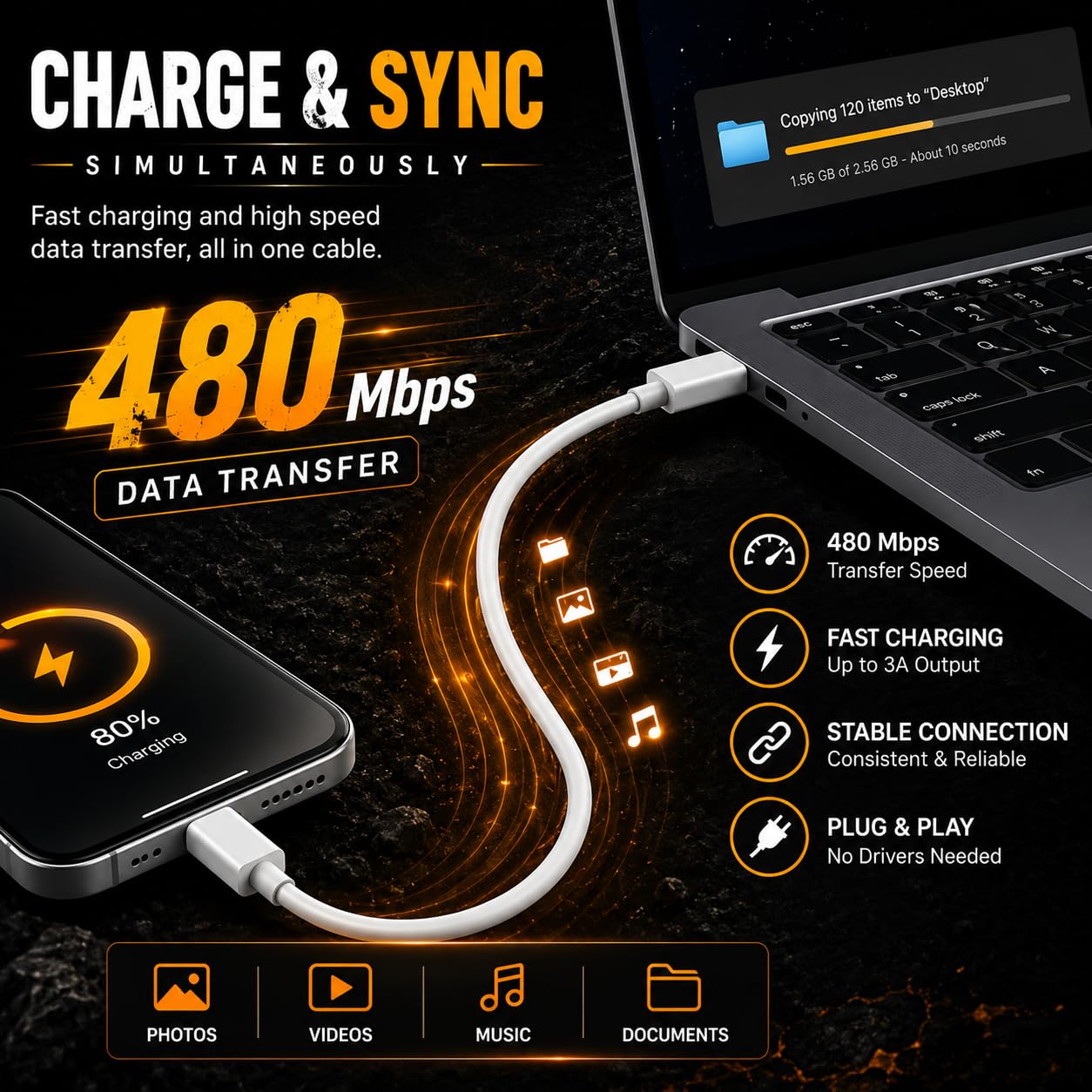 27W USB C TO Lightning Fast Charging Cable With High-Speed Data Transfer Compatible with iPhone 14/14 Pro/ 14 Pro Max/ 13/13 Pro/ 13 ProMax/ 12/11/XR/XS/X/8 S — Amazon image 4