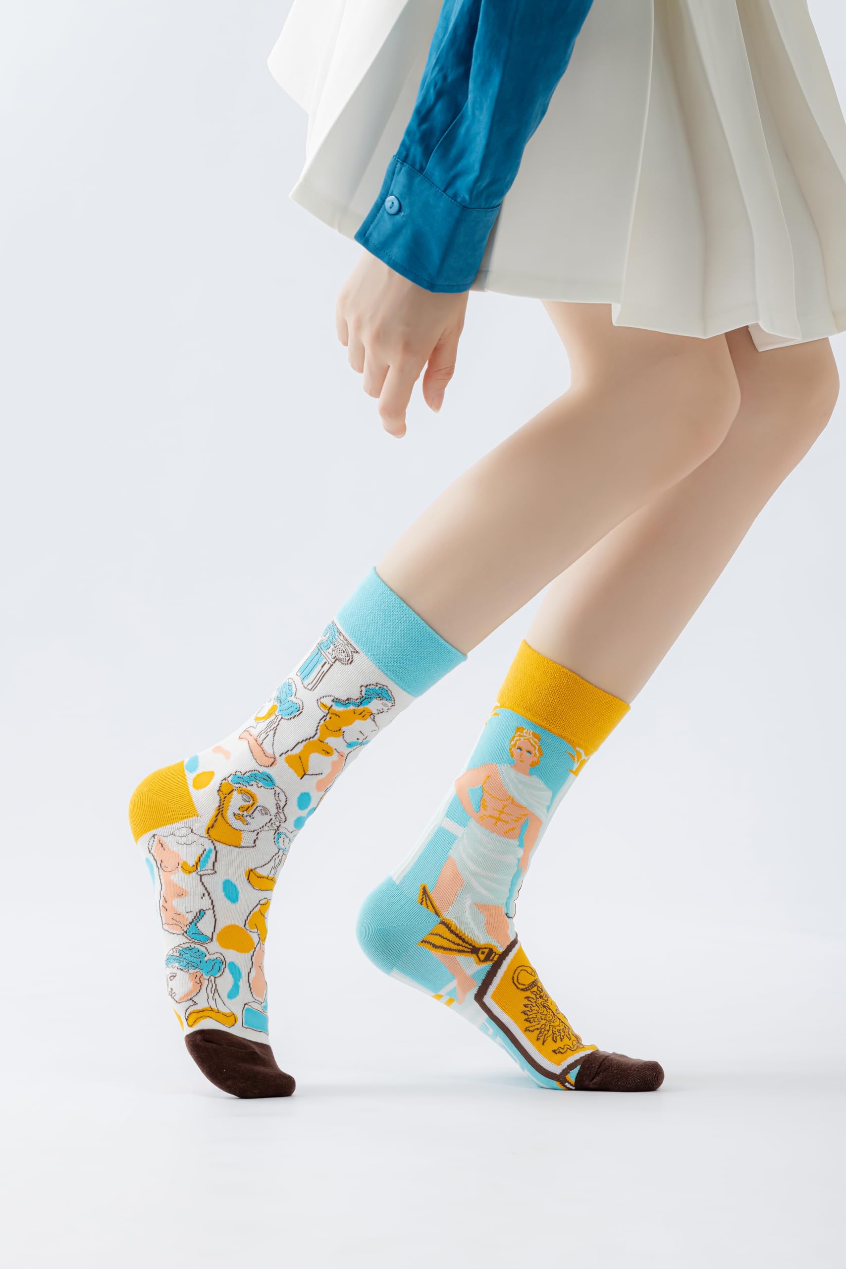 Calcetines Divertidos Unisex para Mujer y Hombre con Diseños Asimétricos en Par - Temas Animales, Comida, Fruta, Deporte y Arte en Algodón - Ideal para Regalos - 4