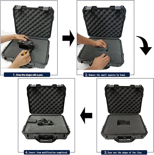 Miniatura 3 de Funda rígida para cámara con inserto de espuma personalizable para bricolaje, 14.2 x 11.4 x 6.2 pulgadas, carcasa rígida adecuada para mezclador