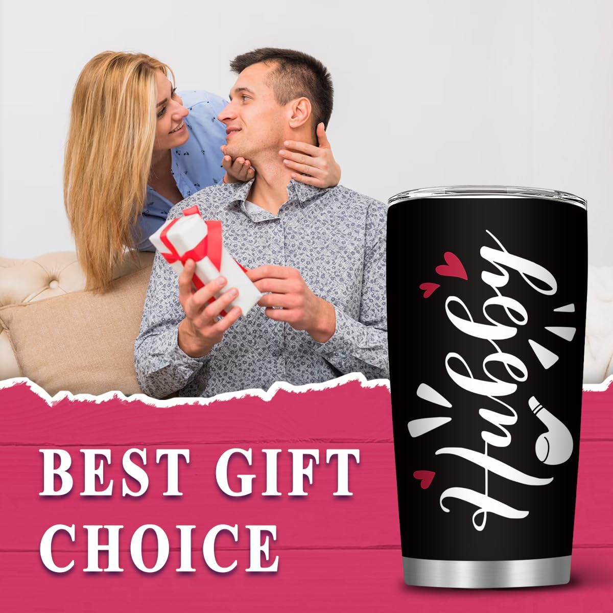 Gifts for Husband from Wife, 20oz Husband Tumbler, Husbands Gifts for Birthday Wedding Anniversary Thanksgiving Christmas, Romantic Gift for Him, Hubby Tumbler with Straw, 1 PCS - Image 7