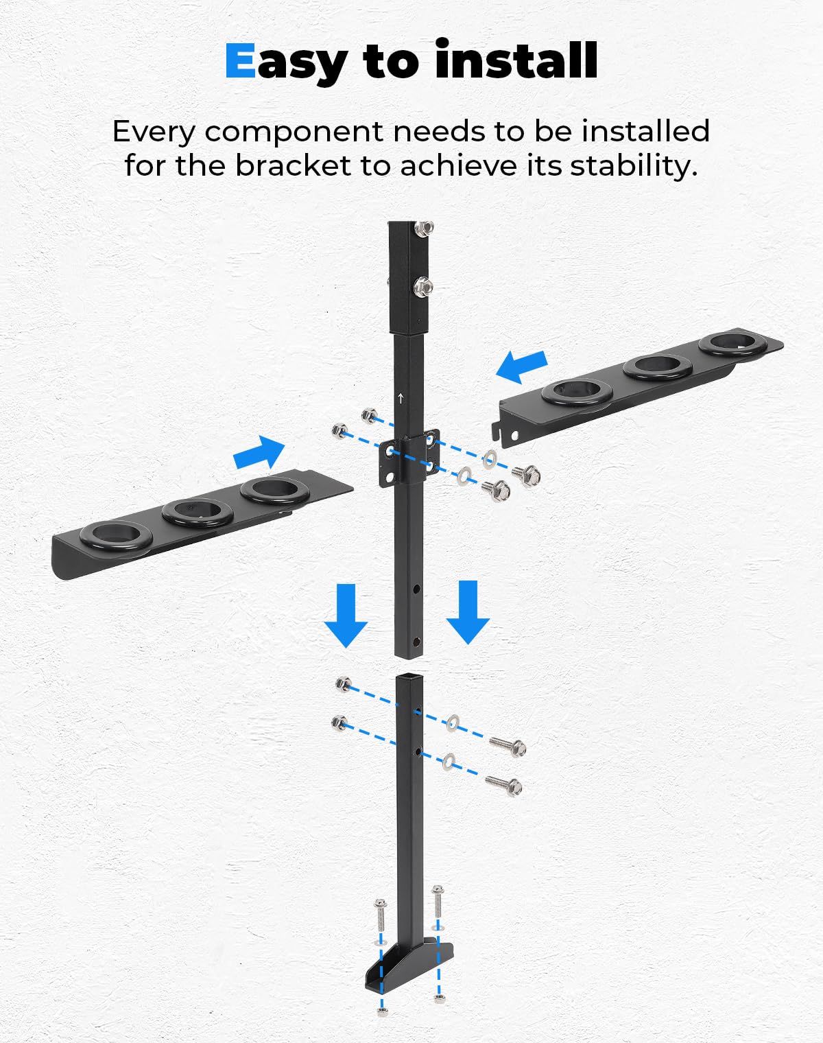KEMIMOTO Porte-outils à main en acier robuste | Racks de pelle de remorque pour équipement de pelouse avec 6 trous compatibles avec camion, remorque, tondeuse et UTV