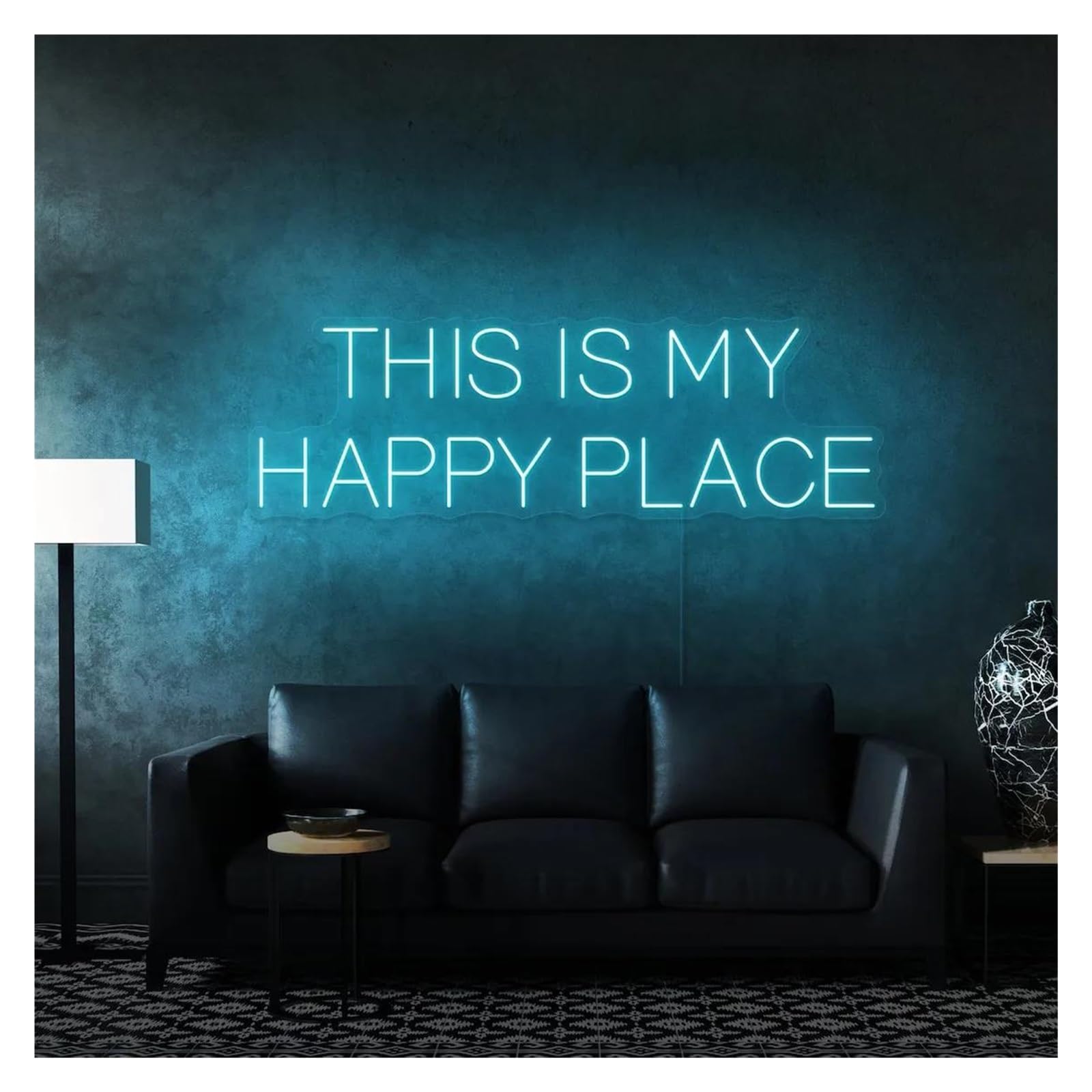 LEMST Signs Lamp This is My Happy Place Neon Sign Bedroom Living Room Home Decor Office Studio Wall Night Lights 50x14cm(D)