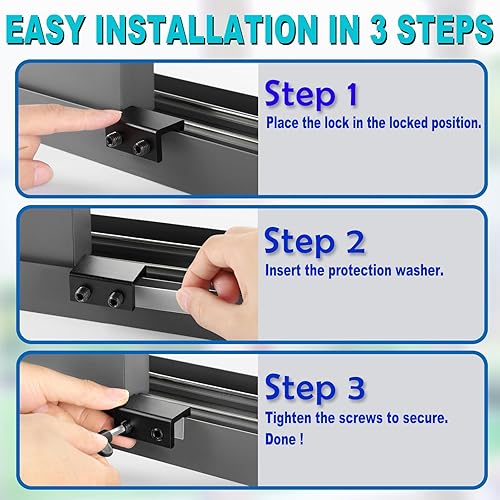 Miniatura 7 de Sliding Window Locks (6 Sets), Security Window Locks with Keys, Adjustable Aluminum Sliding Window Stops, Easy Installation Without Drilling, for