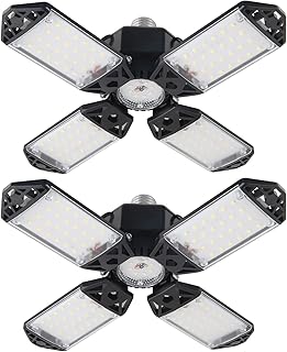 2-Pack Led Garage Lights,100W Garage Light, E26/E27 10000LM Deformable Four Leaf Garage Light Ceiling Led,Indoor use for Led Shop Lights,Workshop Light,Garage Work Lights