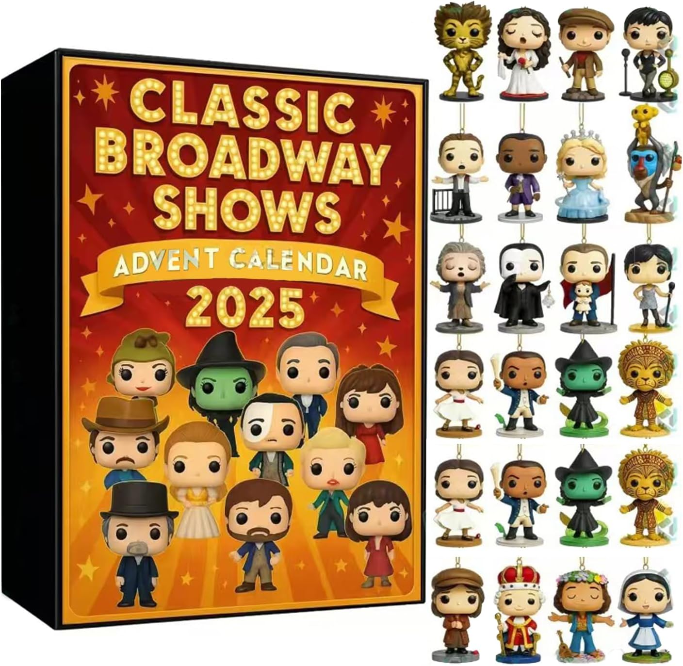 Product image of Classic Broadway Shows Christmas Advent Calendar 2025, 24 Days 3D Musical Christmas Countdown with Collectible Character Ornaments