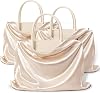 Vonty 3 Pack Silky Dust Bags for Shoes and Purses, Satin Drawstring Bag for HandBags Boots - Beige Shoe Bag Silk Dust Cover Bag Protector Travel Storage Pouch19.6 x 15.7 In