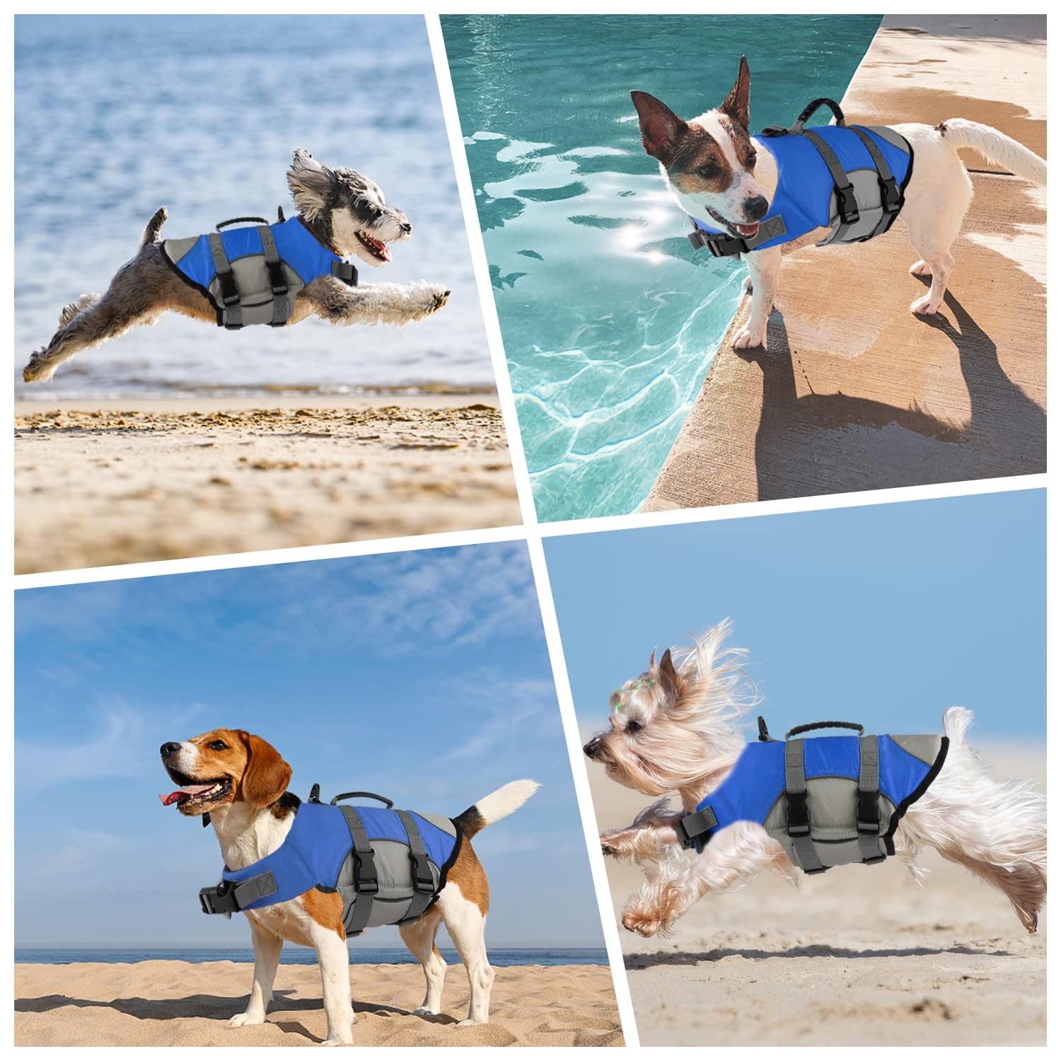Mklhgty Gilet de Sauvetage réfléchissant réglable pour Chien avec poignée de Sauvetage pour la Natation et Le Bateau, Gilet de Sauvetage Ripstop pour Chiens de Petite, Moyenne et Grande Taille