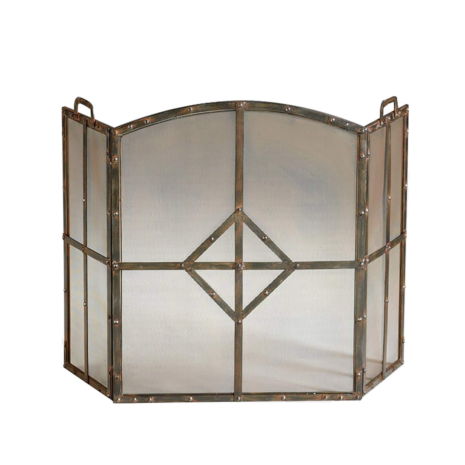 Ochrona kominka, ochrona kominka, ochrona kominka w stylu vintage, wys. 80 cm, trwała ochrona przed ogniem i iskrami, bezpieczna metalowa brama, 3-częściowa rama z kutego żelaza z powłoką ze stali