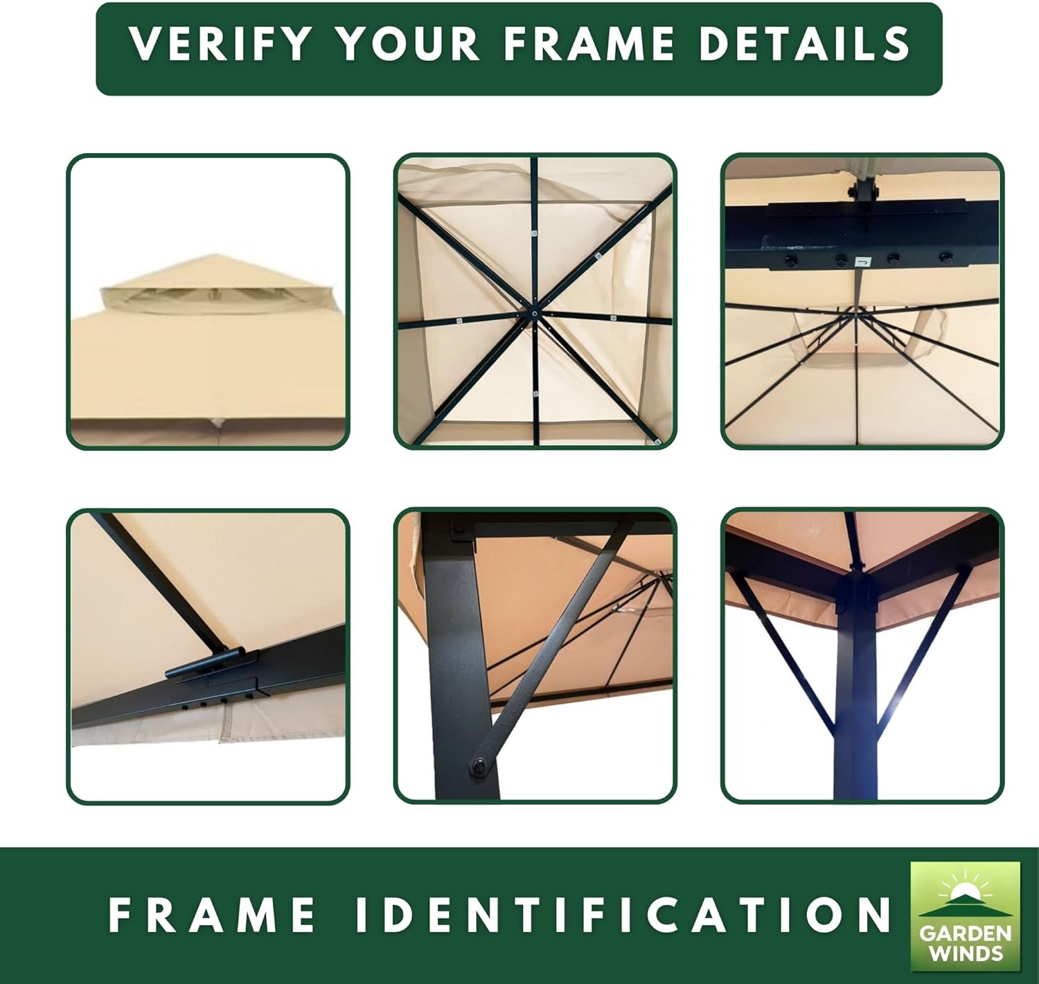 Garden Winds Reinforced Replacement Canopy Top Cover Compatible with The HD-GAZ2137, GAZ213 Laurel Canyon 10' x 10' Gazebo - Classic Sand, Riplock 350