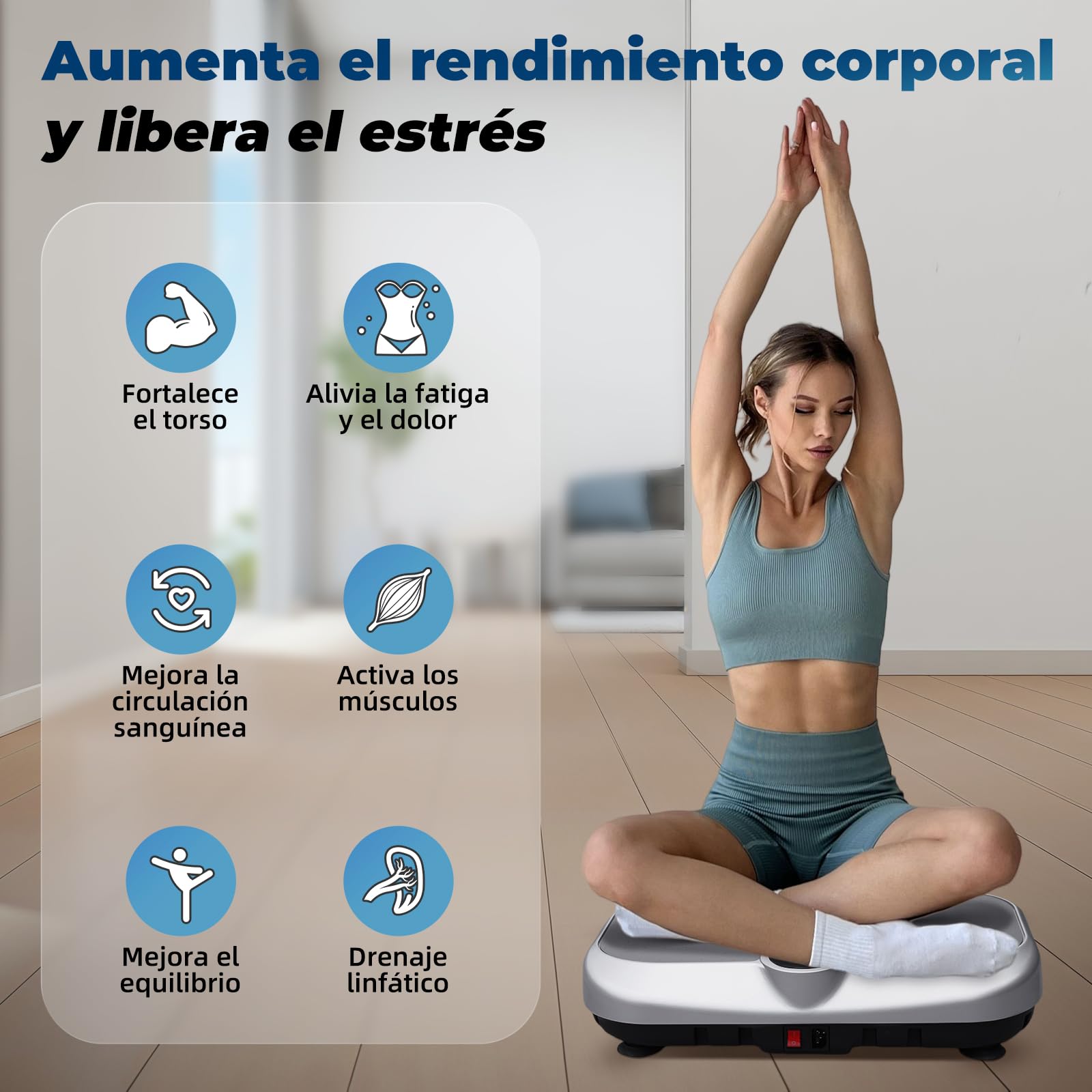 Plataforma Vibratoria 150KG, 120 Niveles de Vibración, 9 Programas de Entrenamiento Automáticos, Altavoz Bluetooth, Plataforma Vibración Muscular con Control Remoto y Banda de Resistencia