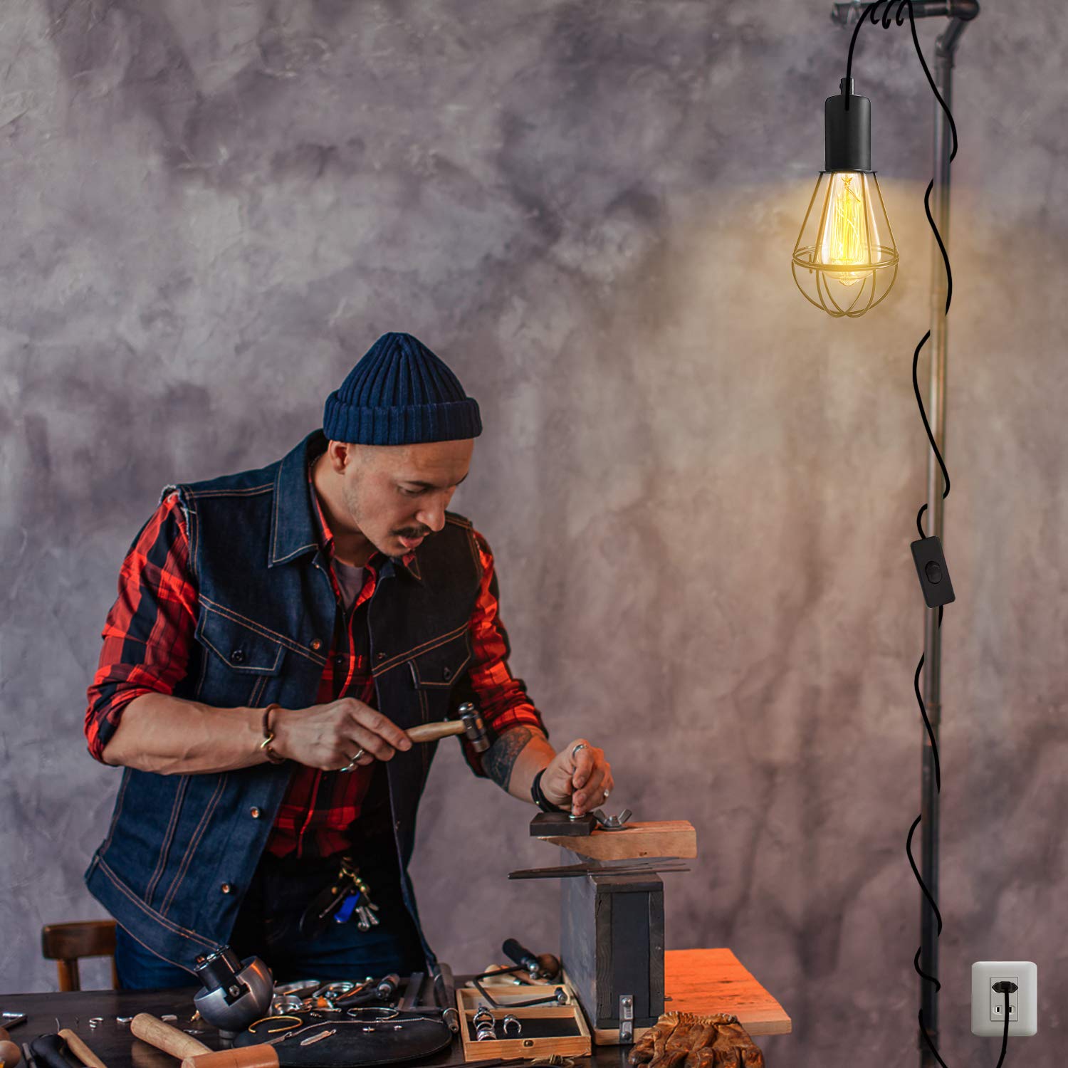 E27 Lampadario A Sospensione Moderno Lampada Da Soffitto Metallo Gabbi - Foto 7