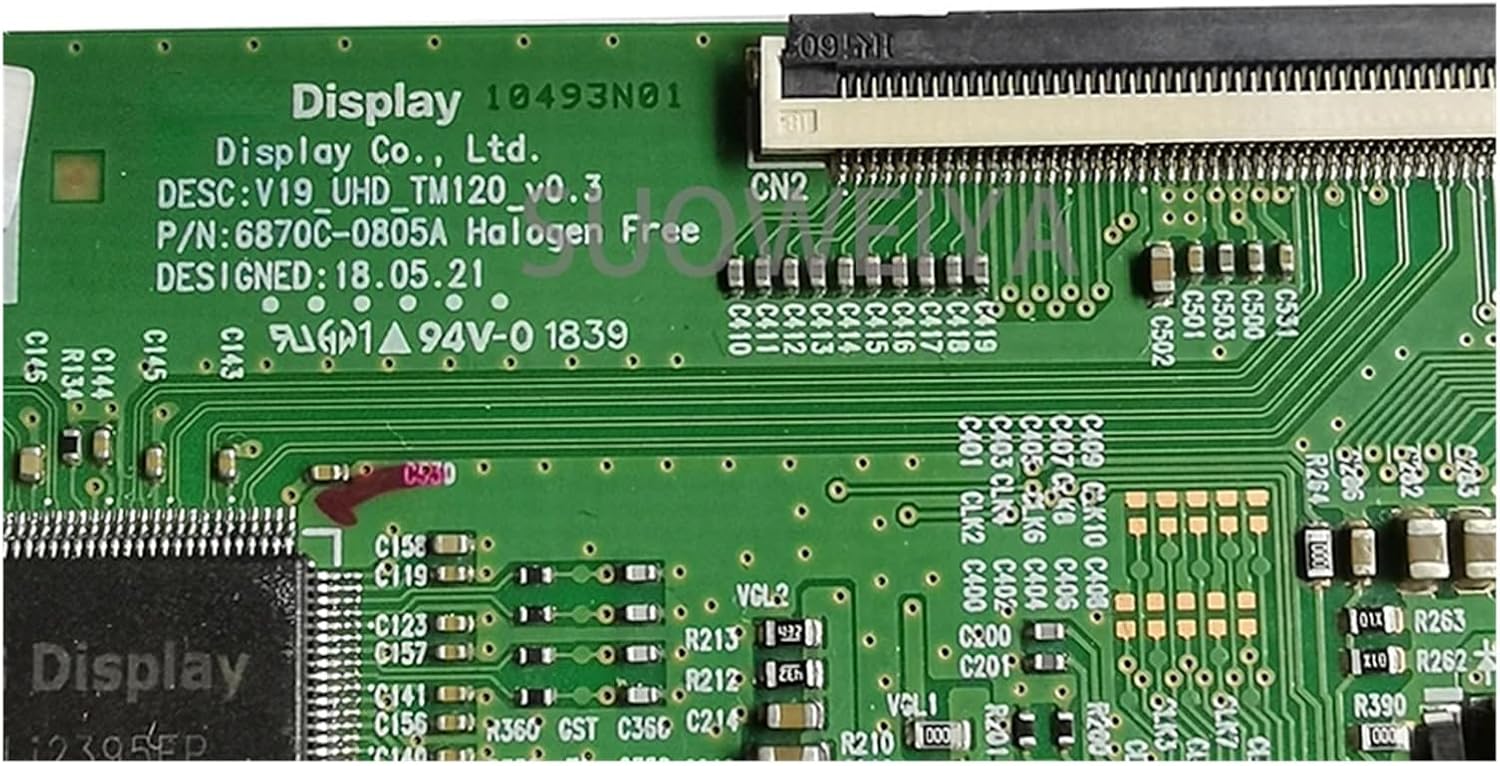 Close-up of a connector on the TCON board