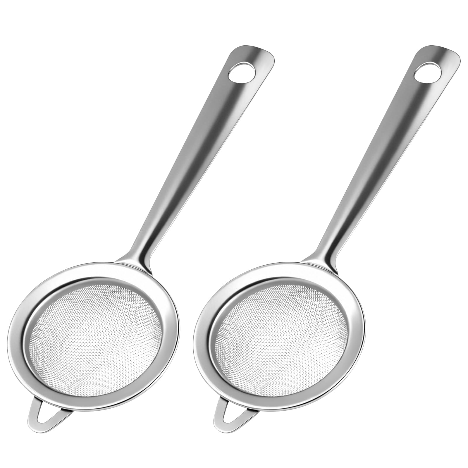 WENXINWIN 2 Pcs Fine Mesh Tea Strainers (18cm x 7.5cm) - Large Stainless Steel Sieve with Handle | for Loose Leaf Tea, Coffee, Broth, Spices, Baking & Cocktails | Kitchen Tool