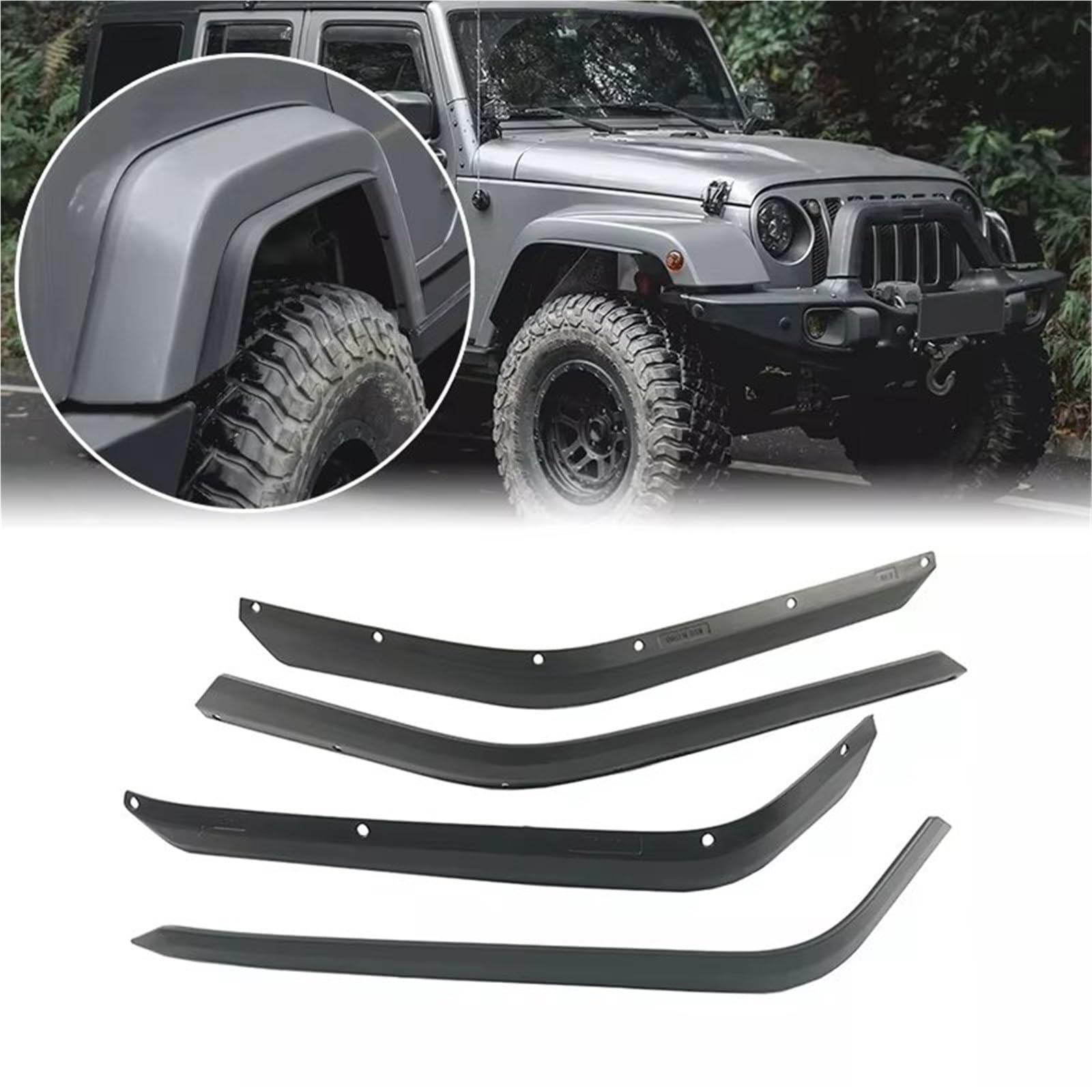 Splash Faldillas para Jeep para Wrangler para JK JKU 2007-2017 Rueda Delantera Trasera Ceja Guardabarros Revestimientos Extensión 4 Piezas carrocería Guardabarros