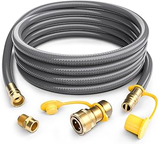 PatioGem 24FT 1/2” Natural Gas Hose, Natural Gas Conversion Kit, Flexible Gas Line Propane to Natural Gas Conversion Kit with Quick Connect Fitting for Grill, Fireplace, Heater, Burner, Generator-CSA